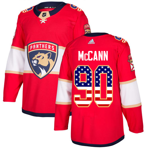 Adidas Panthers #90 Jared McCann Red Home Authentic USA Flag Stitched NHL Jersey